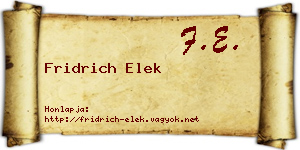 Fridrich Elek névjegykártya